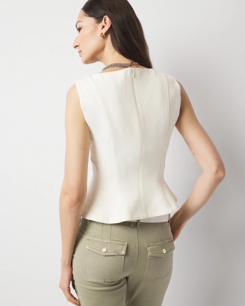 美品 希少L Theory Compact Crepe Peplum 23SS Classic Long Sleeve Peplum Top by Theory | Rent the Runway